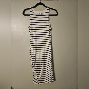 Banana Republic white and navy striped mid calf tank dress size xs